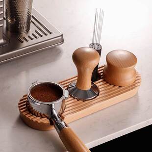 咖啡压粉锤底座实木质填压座压粉垫布粉器收纳咖啡机手柄配套器具