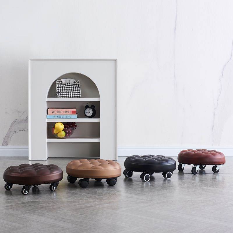 现代加厚换鞋轮子滑动小凳子万向轮宝宝懒人移动简约家务坐凳旋转