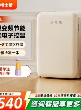 HCK哈士奇130DSK复古小冰箱2.0家用小型客厅办公室冷冻冷藏迷你