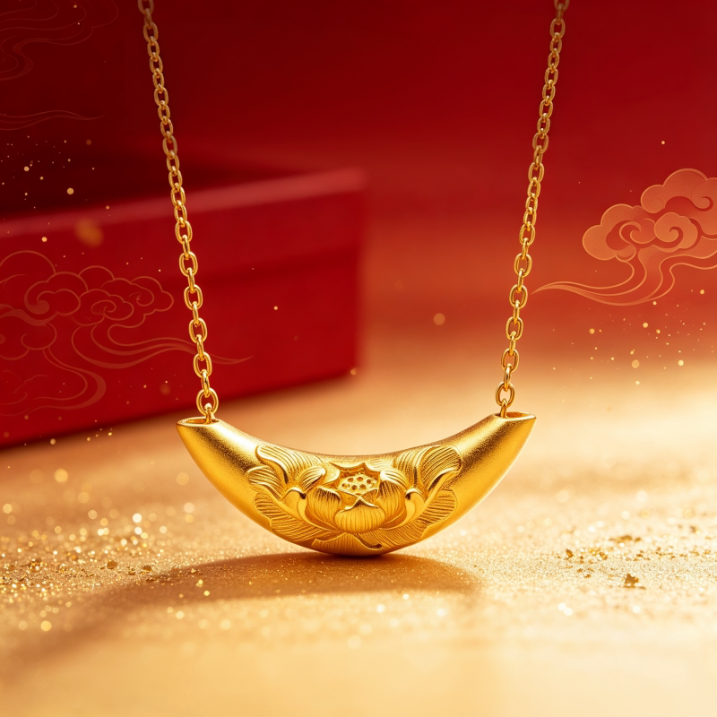 中国至臻999足金牡丹花吊坠项链图片
