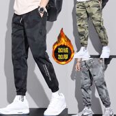 裤 秋冬季 子 九分裤 宽松束脚耐磨迷彩工装 休闲裤 男加绒加厚运动新款