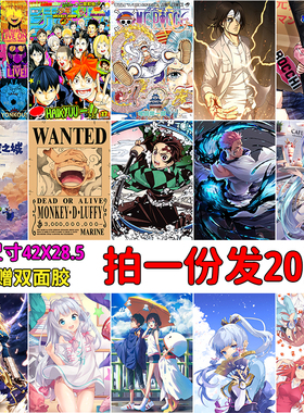 动漫海报二次元墙贴房间宿舍装饰画漫画壁纸壁画海贼王通缉令火影