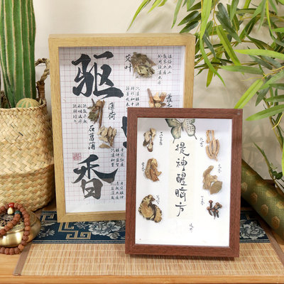 中空相框中药标本复古创意植物标本框立体相框中医药材装饰画家居