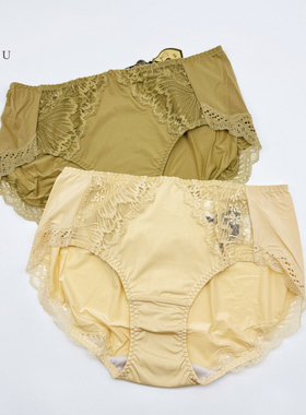 六月玫瑰氧塑文胸配套内裤8456K锦纶蕾丝边抑菌中腰平角裤