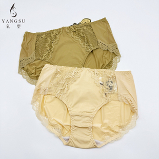 六月玫瑰氧塑文胸配套内裤 8456K锦纶蕾丝边抑菌中腰平角裤