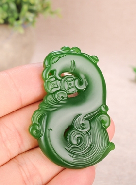 玉石匠和田玉碧玉福在眼前挂件 凤舞九天玉坠玉佩和田玉挂件吊坠