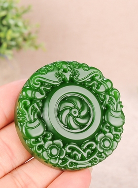 玉石匠和田玉碧玉时来运转吊坠福寿如意玉佩花开富贵玉坠毛衣项链