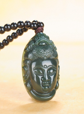 锦玉轩新疆和田青玉观音菩萨头像吊坠大慈大悲挂件情侣新款