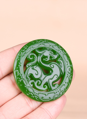 玉石匠新疆和田碧玉仿古龙吊坠生肖龙镂空玉佩玉牌男女款情侣挂件