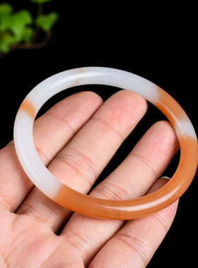 新疆和田羊脂玉手镯糖料白玉黄玉细圆条款少女玉镯子且末糖料镯子