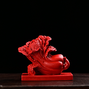 天然朱砂白菜摆件 店铺旺财转运八方来财工艺品 红砂百财饰品