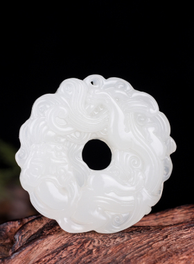 新疆和田白玉貔貅吊坠平安扣玉坠招财转运挂件保平安玉佩毛衣链