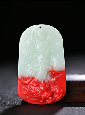 玉石匠和田玉观音吊坠鸡血红玉御龙观音牌子男款祥龙观音菩萨挂件