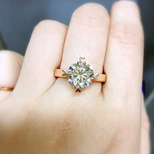 唐秋珠寶裸鉆定制GIA證書2克拉圓鉆18K玫瑰金鑲嵌真鉆石女戒婚戒