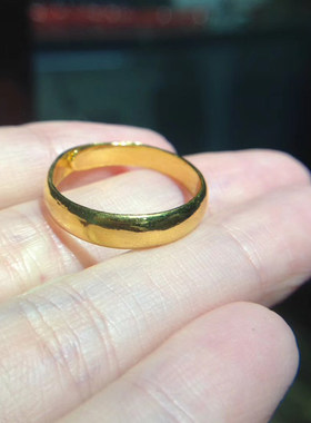 唐秋珠宝素金足金戒指婚戒复古