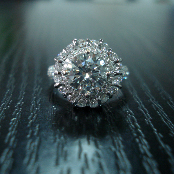 唐秋珠宝gia裸钻3克拉18k金群镶真钻石女戒婚戒裸石定制戒指首饰