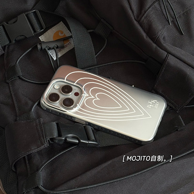 漩涡爱心电镀苹果16手机壳