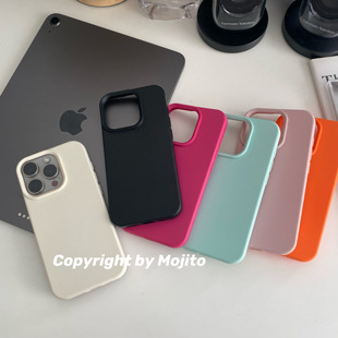 MOJITO自制简约纯色仿皮纹气质超薄手机壳适用苹果16pro Max/15pro全包软壳iPhone14/13/12防摔保护套