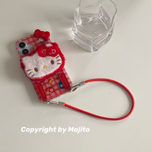 MOJITO秋冬甜妹可爱毛绒kitty猫苹果13手机壳iphone16promax冬季新款15promax女款14带挂绳苹果12手机套适用