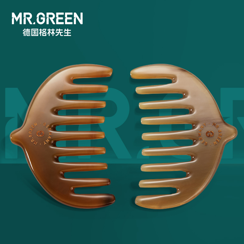 mr.green白水牛角梳天然宽齿头皮
