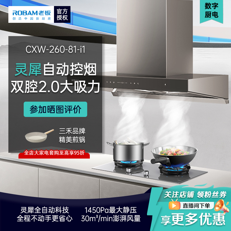 老板板双腔双吸大吸力油烟机