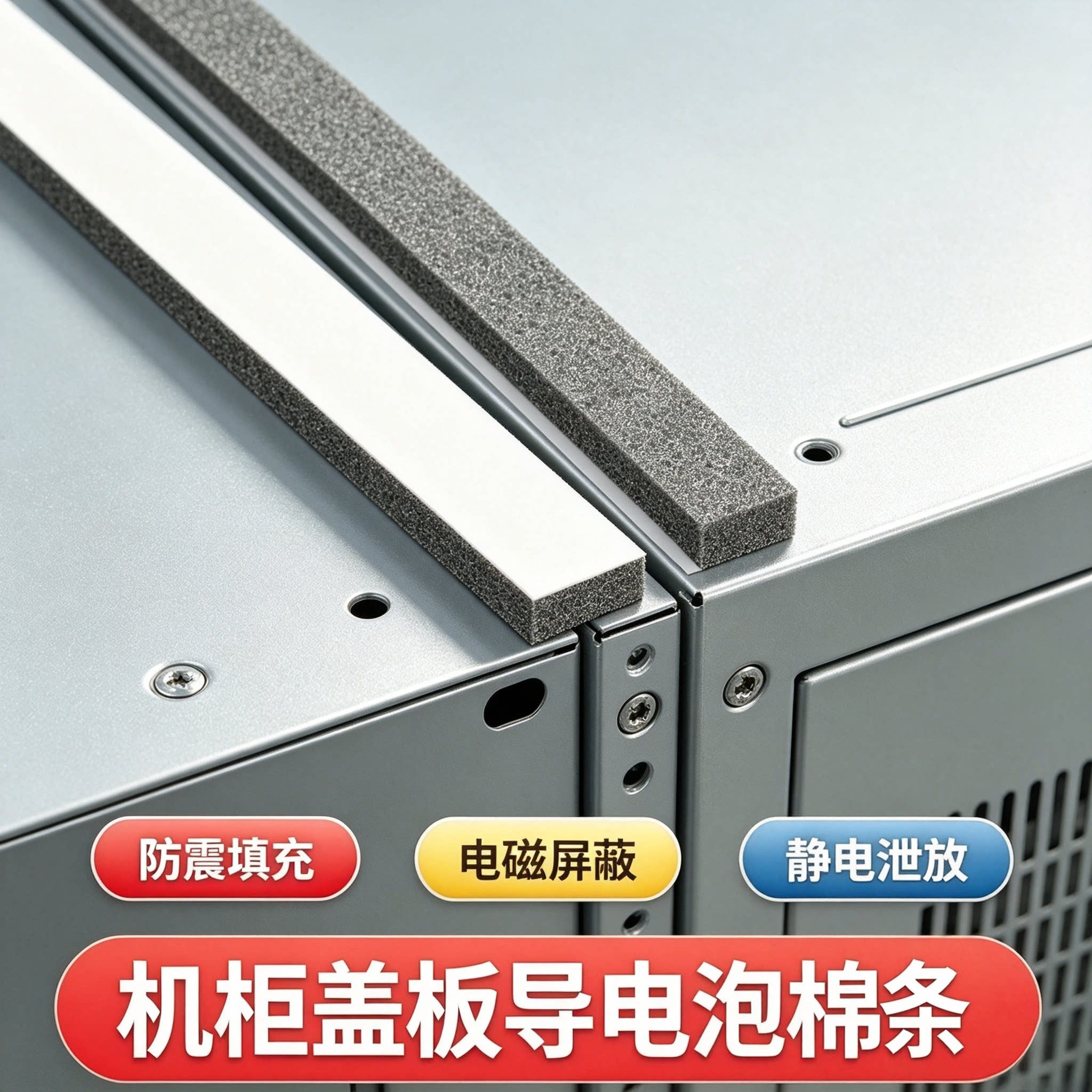 【免费寄样】机柜盖板导电泡棉条自粘背胶导电海绵胶带工业机箱电磁屏蔽静电泄放设备缝隙防震填充导电密封条