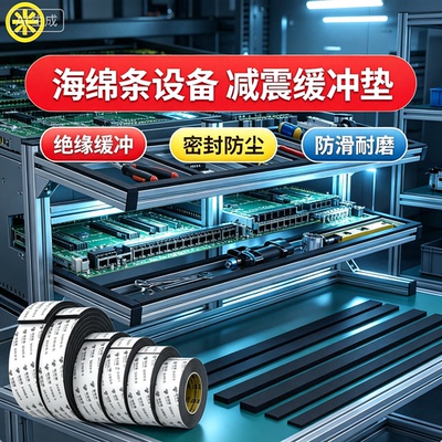 自粘海绵条设备减震缓冲垫防水耐磨高密度泡棉胶条防撞防磕碰胶垫