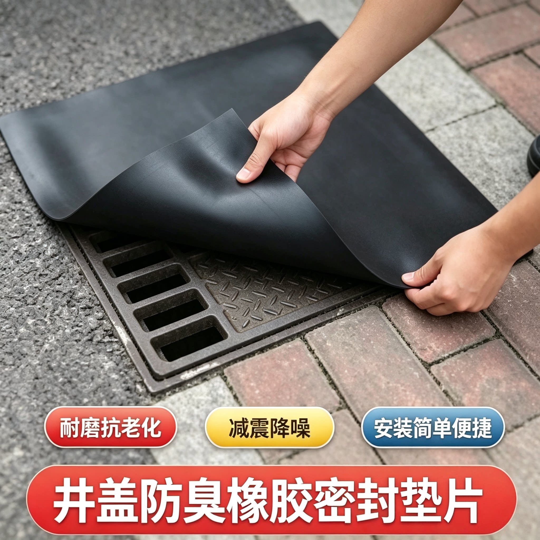 化粪池井盖防臭垫防水异味密封橡胶垫片雨水污池下水井盖密封垫片