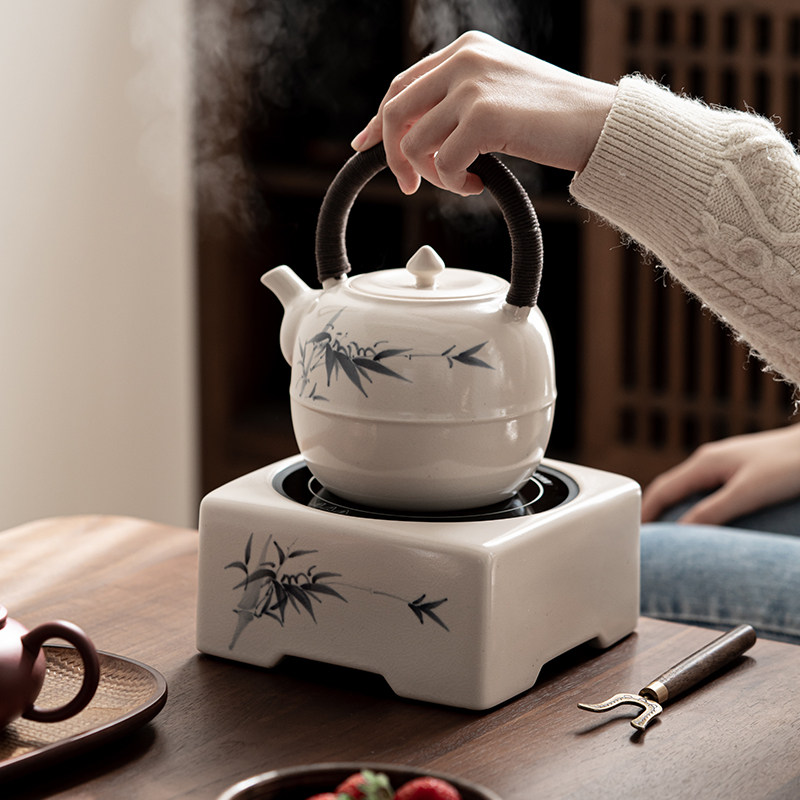 万匠 苏打釉电陶炉陶瓷养生煮茶器煮茶壶烧水壶养生陶侧把壶家用