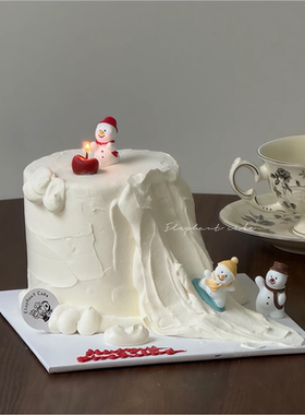 元旦滑雪主题甜品蛋糕装饰卡通可爱树脂小雪人圣诞老人场景摆件