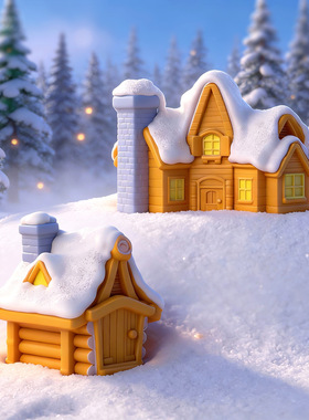 创意新品微景观摆件欧式圣诞房子别墅 diy雪景装饰车载桌面小摆件