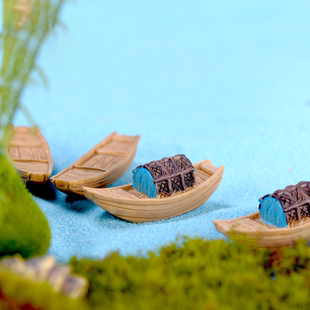 迷你仿真江南小船渔船乌篷船模型摆件 微景观盆景造景DIY装饰配件