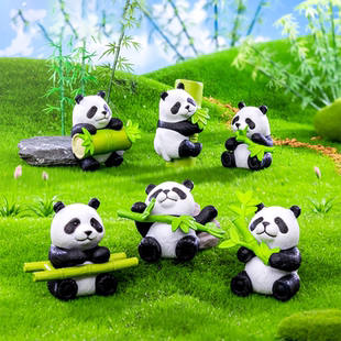 新品国潮勤劳熊猫Panda系列 公仔手办可爱潮玩动物摆件小礼物