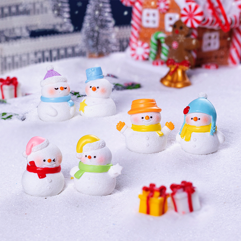圣诞节微缩冬天小雪人摆件 家居桌面收银台装饰品DIY配件节日礼物