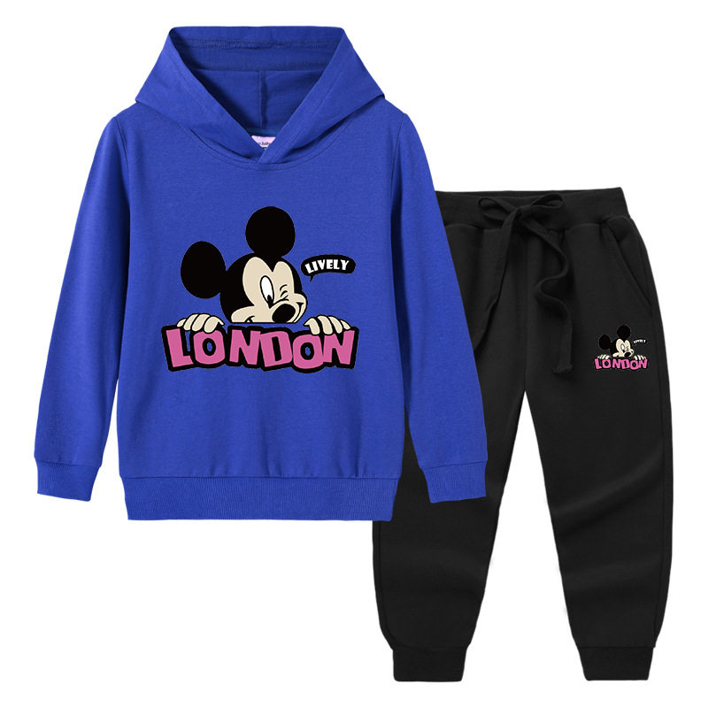 米奇衣服2026春季新款男童长袖套装春装中大童纯棉连帽卫衣两件套