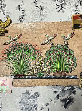 手绘莎草纸飞鸟树皮画埃及制造纸莎草纸画沙草画草纸画纪念礼物