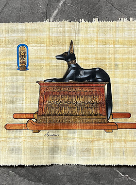 埃及神庙元素阿努比斯手工精品莎草纸画纪念品装饰画多尺寸可选