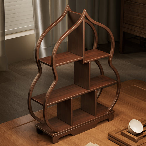 实木茶室台式博古架中式桌上茶具置物架茶杯收纳展示架小型多宝阁