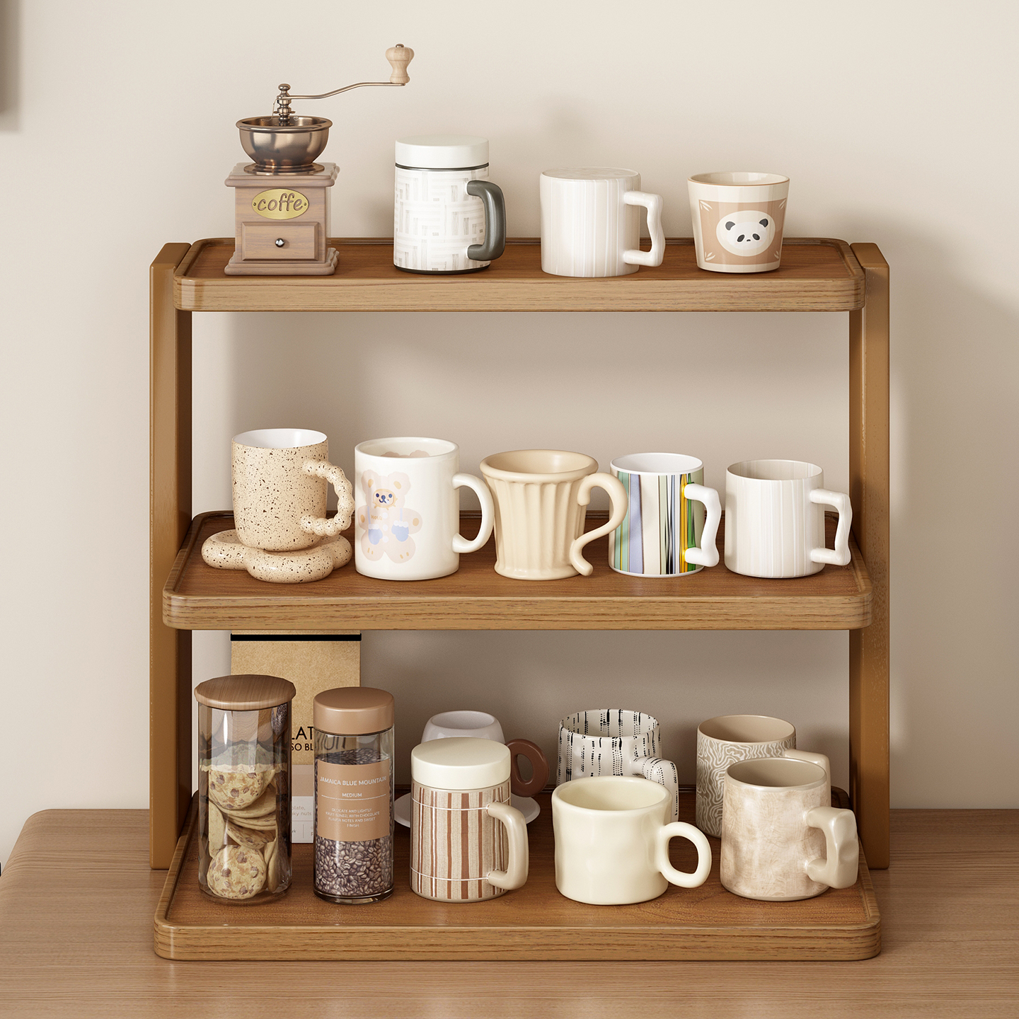 桌面杯架置物架餐桌杯子收纳架多层茶杯咖啡水杯收纳玄关放置架子