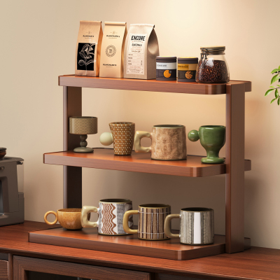 桌面杯架收纳架客厅置物架多层餐桌台面杯架子咖啡店转角收纳展示