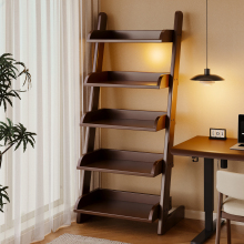 实木梯形书架客厅置物架落地儿童学生家用一体靠墙收纳储物架子