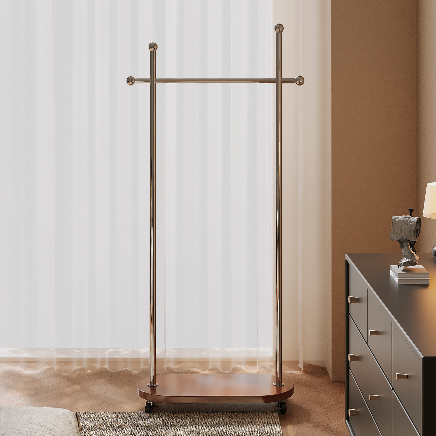 家用衣架落地卧室挂衣架可移动中古衣帽架2025新款收纳挂衣服架子