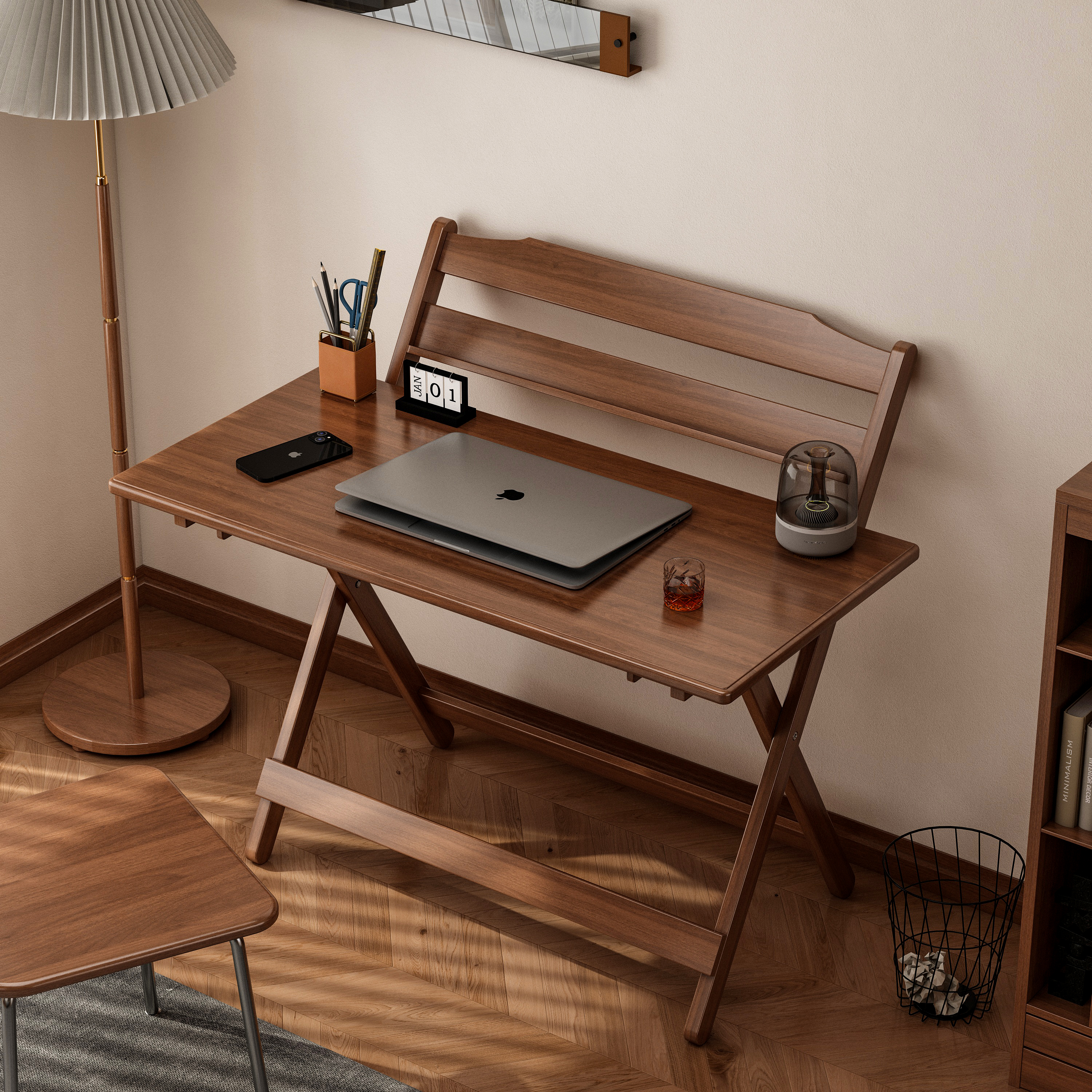 高度可调高颜值免安装实木折叠桌