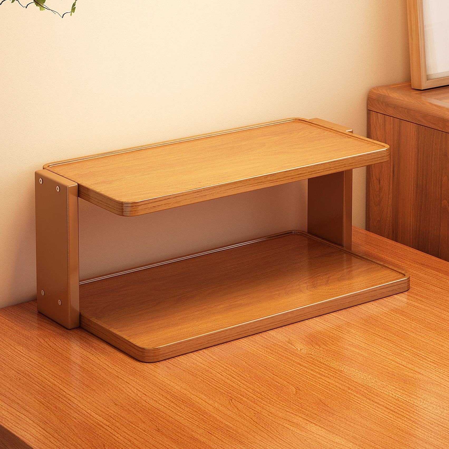 实木桌面置物架杯子收纳架子餐桌台面水杯咖啡杯茶具桌上小型杯架