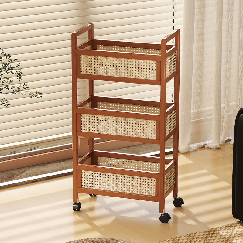小推车置物架客厅移动茶几中古风沙发边几零食杂物储物收纳层架家