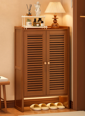 鞋柜家用门口多层大容量置物架子收纳出租屋防尘透气简易鞋架楠竹