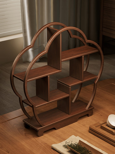 实木茶台置物架中式茶室桌面博古架小型茶壶茶具茶杯收纳展示摆件