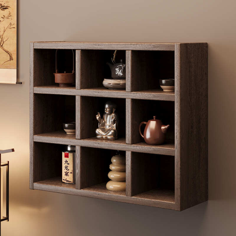 实木中式桌面置物架2025新款茶室博古架茶桌分格茶具小型收纳架子