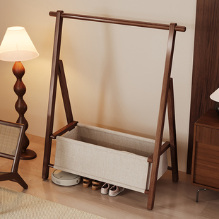 实木衣架落地卧室衣服置物架次净衣帽架家用房间床边可折叠挂衣架