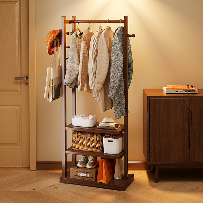 衣帽架落地挂衣架卧室家用置物架实木立式衣架房间床边挂衣服架子